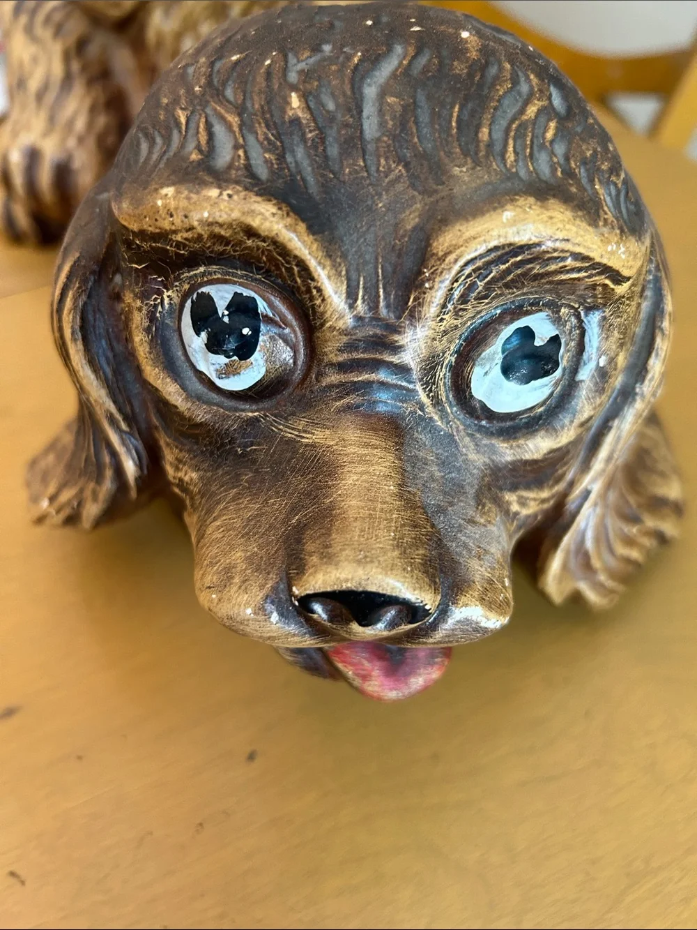 vintage 70’sDecorative Brown Ceramic Dog cookie jar with 